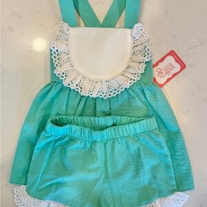 Ricrac & Ruffles Girls 3T Toddler Teal Matching Set